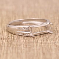 Sterling Silber 4*10mm Semi Mount Herren Ring rahmen Leere leere Klaue Einstellung S925 Basis halter ohne Mittelstein für DIY Inlay