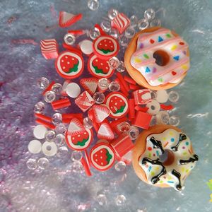 1 bustina di fetta di argilla polimerica alla fragola melma nuova fornisce graziose ciambelle fatto da te riempitive miste per melma trasparente alle nuvole - Product Image 4