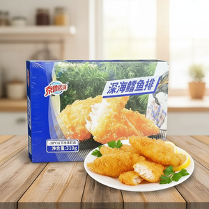 Snack de Mariscos Fritos con Sabor a Granos Crujientes, Fácil de Cocinar, Listo para Freír, Filete de Calamar Empanizado y Sazonado - Product Image 1