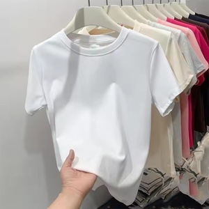 Personnalisé basique Y2K <span class=keywords><strong>blanc</strong></span> <span class=keywords><strong>blanc</strong></span> luxe t-shirt coton t-shirt femmes haut - Product Image 2