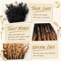 Vente en gros d'usine 8 pouces 0,6 cm 1B #   Extensions de dreadlocks Lisa Locs 100% cheveux humains Remy, bouclées, pour femme noire américaine