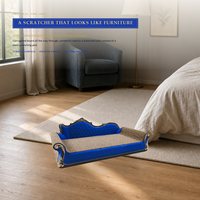 Lit-griffoir élégant en carton pour chat, type chaise longue, avec dossier artistique, pour chats d'intérieur, vente en gros, direct usine