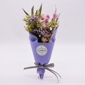 Kits de bouquets de fleurs séchées DIY, tons violets, éryngium et rose préservés, pour la création de cadeaux faits main et l'artisanat - Product Image 4