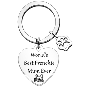 Llavero con Forma de Corazón y Huella de Perro, el Mejor Regalo para Mamás de Bulldog Francés - Product Image 1
