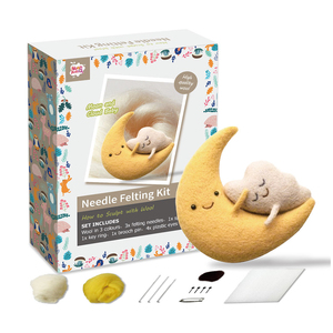 Moon Wool DIY Starter Kit for Beginners <b>Needle</b> <b>Felting</b> <b>Tools</b> with Instructions Supplies for Cross Style Art Craft - Product Image 1