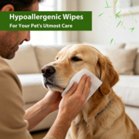 Lingettes pour animaux de compagnie en fibre de bambou pour nettoyer les pattes après la promenade et les pattes boueuses Hypoallergéniques Sans parfum Biodégradables Aloe vera et vitamine E