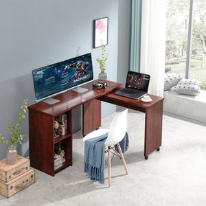 Escritorio de Computadora en Forma de L con Rotación de 360 Grados, Mesa de Esquina con Almacenamiento para Estudio, Trabajo, Juegos, Aprendizaje, Maquillaje, Muebles para Oficina en Casa - Product Image 1