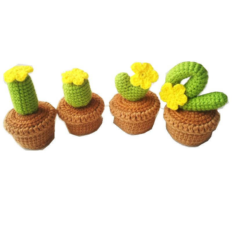Вязаные цветы ручной работы, декоративный Кактус в горшке, настольный декор, подарки на день рождения, День Святого Валентина, День матери, вязаные крючком цветы