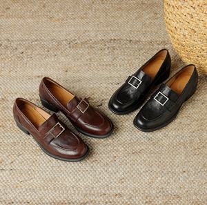 Botas de cuero genuino para mujer, cómodas, con cordones y cremallera, con plataforma, duraderas, transpirables, de piel de becerro, para la vida diaria. - Product Image 1