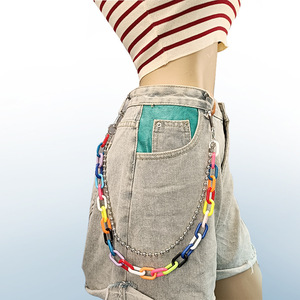 โซ่คาดเอวเรซิ่นสีรุ้งแบบโลหะสองชั้น สไตล์พังก์ฮิปฮอป แฟชั่นสำหรับทุกเพศ เหมาะสำหรับใส่ในชีวิตประจำวัน - Product Image 4