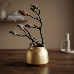 Jarrón de Metal de estilo Simple, florero redondo de oro mate, Decoración de mesa de boda, jarrones, flores, decoración del hogar - Product Image 1