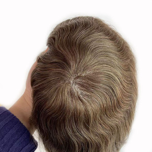 Système de remplacement capillaire en cheveux humains indiens pour hommes, base en dentelle et PU - Product Image 4