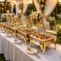 ORIX Gold Zichtbare Warmhoudschotel Voedselwarmer Top Chafing Dishes Buffetset RVS voor Restaurant Catering Buffet