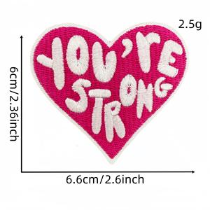 رقعة تطريز على شكل قلب صغيرة الحجم، بتصميم حروف الأبجدية '<span class=keywords><strong>Good</strong></span> <span class=keywords><strong>Vibes</strong></span>' ورسالة 'Pretty Girl'، للخياطة أو الكي على الملابس، بكمية طلب منخفضة (MOQ) - Product Image 3