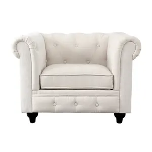 Oxford thiết kế Câu lạc bộ giọng ghế vải sang trọng chần sợi vòng trở lại duy nhất màu be chesterfield Sofa ghế bành
