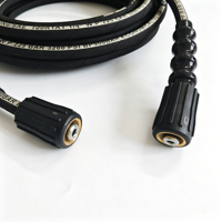 Tuyau de nettoyeur haute pression en caoutchouc noir avec fil d'acier fileté INTERFLEX M22-15mm |   1/4" ID, 3,5 mm d'épaisseur de paroi, 4000 PSI |   pour le lavage
