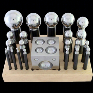 SUNTOOLS/STIPL Iron Jewelry Measuring Tools <b>Set</b> Irregular Shape Dapping <b>Punch</b> 21-Piece Block for DIY 3MM 9MM Testers Wooden Rack - Product Image 1