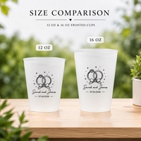 Gobelets en plastique givré personnalisés 12oz 16oz – Gobelets de fête de mariage sur mesure avec noms et date pour réceptions et événements de mariage