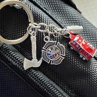 Pompier Extincteur Hache Pendentif Porte-clés Fire Cap Dept Porte-clés Pompier Pompier Porte-clés Accessoires Bijoux Cadeau