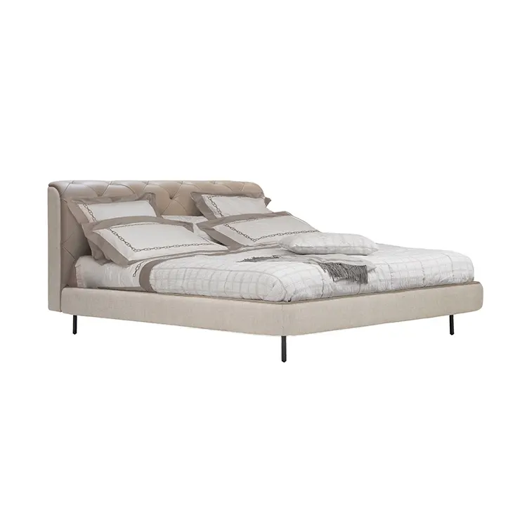 best furniture modern leather white beige wooden frame single bed bedroom for adults