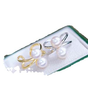 ขาตั้งเครื่องประดับเงินแท้ S925 สำหรับงาน DIY พร้อมลูกปัดกลมขนาด 8-10 มม. รุ่น 1866-ขาตั้งเปล่าสำหรับแหวนไข่มุกคู่ - Product Image 5