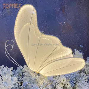 Toprex personnalisable romantique ailes de papillon grands accessoires de mariage route plomb mariage pièce maîtresse décoration papillon lumières