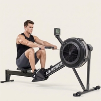 Máquina de Remo con Resistencia al Aire, Equipo de Gimnasio en Casa, Equipo de Fitness Comercial, Pantalla LED, Máquina de Remo Plegable