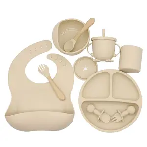 Food Grade Silicone Baby Feeding Spoon ,Bowl ,Fork ,Cup ,Bib Set Baby Tableware baby feeding supplies