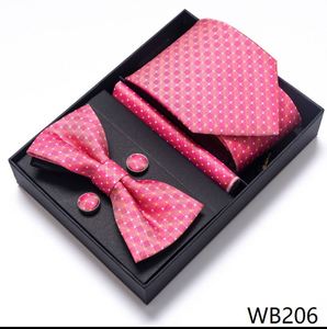 FX Luxury Classic Men's Tie Bowtie Handkerchief Cufflinks Set Polyester Suit Accessory With Custom Logo Wedding Parties Gifts - Product Image 2