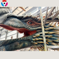 Modèle de dragon animatronique réaliste de 8 m de long avec des yeux lumineux pour parc d'aventure