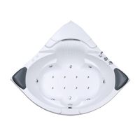 Baignoire autoportante triangulaire en acrylique moderne avec massage à air, éclairage LED, installation facile, appui-tête inclus, pour salle de bain intérieure