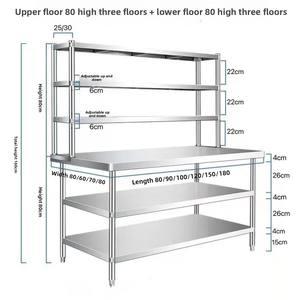 Station de travail en acier inoxydable pour cuisines, supermarchés, épiceries avec étagère supérieure, fabrication de cuisine commerciale - Product Image 3