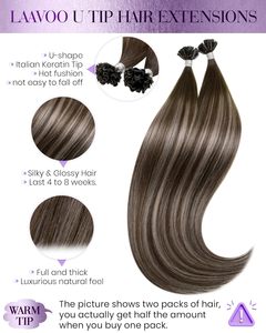 Extensions de cheveux humains Remy à pointe en U, ondulations profondes lâches, Yaki, fusion à chaud, balayage brun <span class=keywords><strong>foncé</strong></span>/<span class=keywords><strong>cendré</strong></span>, 50g, 22 pouces - Product Image 2