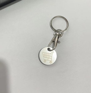 Porte-clés en métal personnalisé avec logo, moderne, plaqué argent, écologique, jeton de chariot de supermarché, jeton de chariot - Product Image 5
