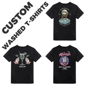 Summer Vintage Oversized All Print Men's T-Shirt High Quality Acid Washed 100% Cotton Custom Print - Product Image 1