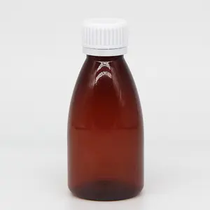 120 ml durchsichtige braune Sirupflasche geformte flüssigkeitsflasche für den mund flüssige Kunststoffflasche