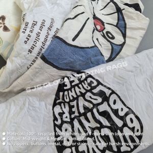 Trapos de Limpieza Industriales de Algodón de Alta Calidad, Trapos de Camiseta Blancos Reciclados Impresos, Trapos de Limpieza, Paños Blancos de 5 lb. Caja - Product Image 4