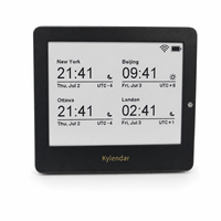 Kylendar Mini Horloge de Chevet à Écran Souple 4,2 pouces avec Affichage de l'Heure et Calendrier E-Paper pour Chambre, Maison, Voyage et Utilisation Nocturne