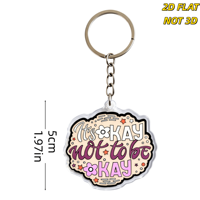 Porte-clés en acrylique « It's Okay Not to Be Okay » – Breloque de sensibilisation à la santé mentale pour sac ou clés – Pendentif transparent durable