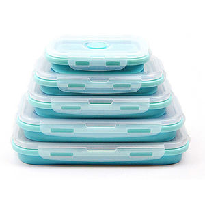 Lunch <b>Box</b> 4 Piece Set Wholesale Food <b>Storage</b> Portable <b>Collapsible</b> Silicone Foldable Lunch <b>Box</b> - Product Image 4