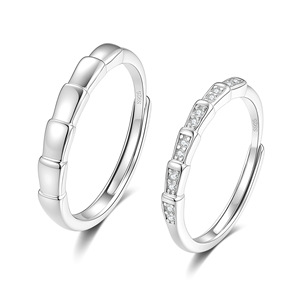 Anéis de Casal em Prata S925 de Alta Qualidade com Design de Bambu, Simples e Exquisitos, para Homens e Mulheres - Product Image 1