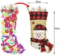 Grand ensemble de chaussettes de Noël rustiques 3D personnalisées, 47 cm, en lin et velours, sacs cadeaux de Noël, décorations Père Noël, bonhomme de neige, renne, gnome