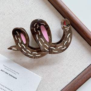 YJL nuevo diseño Animal serpiente agua ondulación patrón acetato garra Clip exquisito Color verde fresco pinza <span class=keywords><strong>de</strong></span> <span class=keywords><strong>pelo</strong></span> niñas Clip - Product Image 4