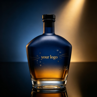 Bouteille en verre personnalisée Extra Flint 700 ml avec bouchon en liège pour whisky et liqueur Bouteille En Verre Bottiglie Vetro 750ML