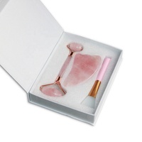 Ensemble de rouleau de jade en pierre naturelle et de planche de massage Gua Sha avec logo personnalisable, outil de massage anti-âge pour le lifting du visage