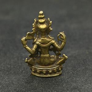 พระพุทธรูปทองเหลืองโบราณเครื่องประดับตกแต่งจี้ทองแดงกวนยี่สี่แขน - Product Image 5