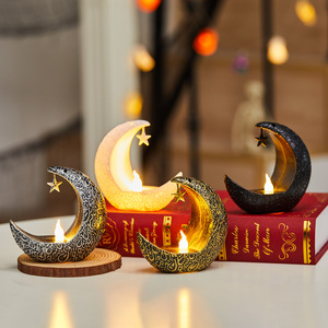 Decorazione Ramadan Lampada Luna Artigianale Ornamento Piccola Luna Illuminata Luce Stellare Eid Al-Fitr Candela LED Regalo Islamico Musulmano Popolare - Product Image 1
