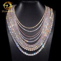 Magnifique Collier Chaîne Tennis Hip-Hop Hommes Femmes en Moissanite VVS Diamant de Laboratoire S925 Argent, Sertie de Pierres Blanches, Disponible en 2 MM, 3 MM, 4 MM, 5 MM