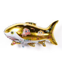 Nouveau coloré dessin animé requin feuille ballon enfants fête d'anniversaire hélium ballon Animal marin enfant jouet