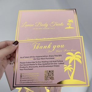 300gsm Coated Paper Art Paper Customized Logo Design Gold <strong>Silver</strong> Foil Full Color <strong>Printing</strong> Thank You Business Cards - Product Image 1
